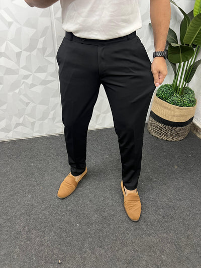 Peanut fabric ankle trouser ( Black )