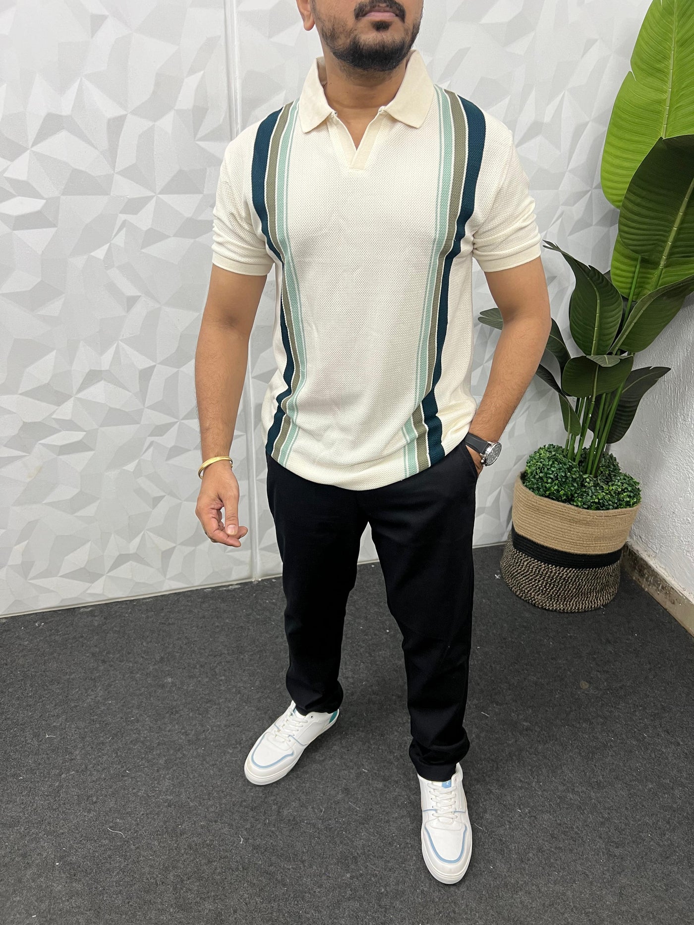 Knitted fabric polo t-shirt