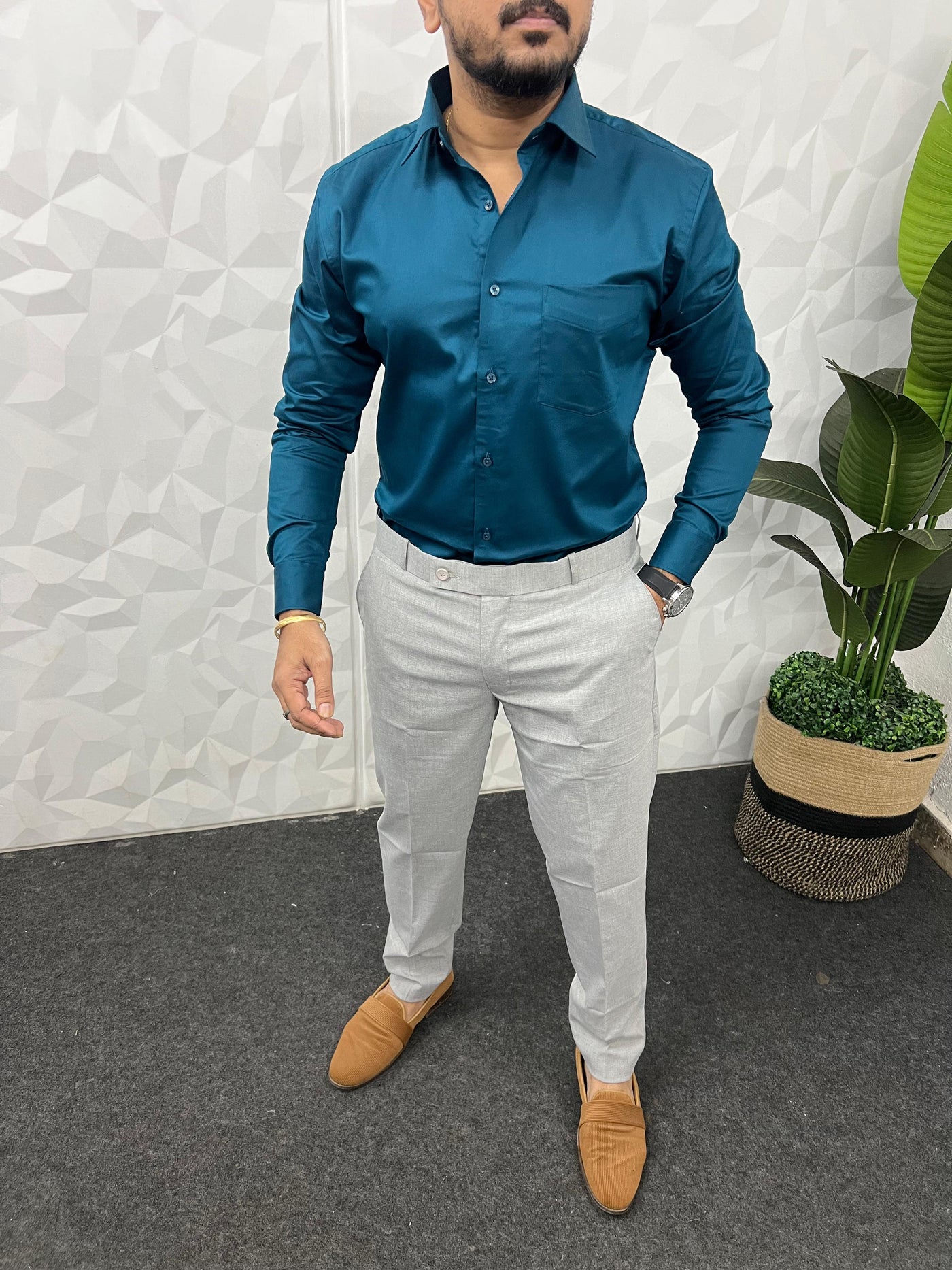 Cotton lycra fabric plain shirt