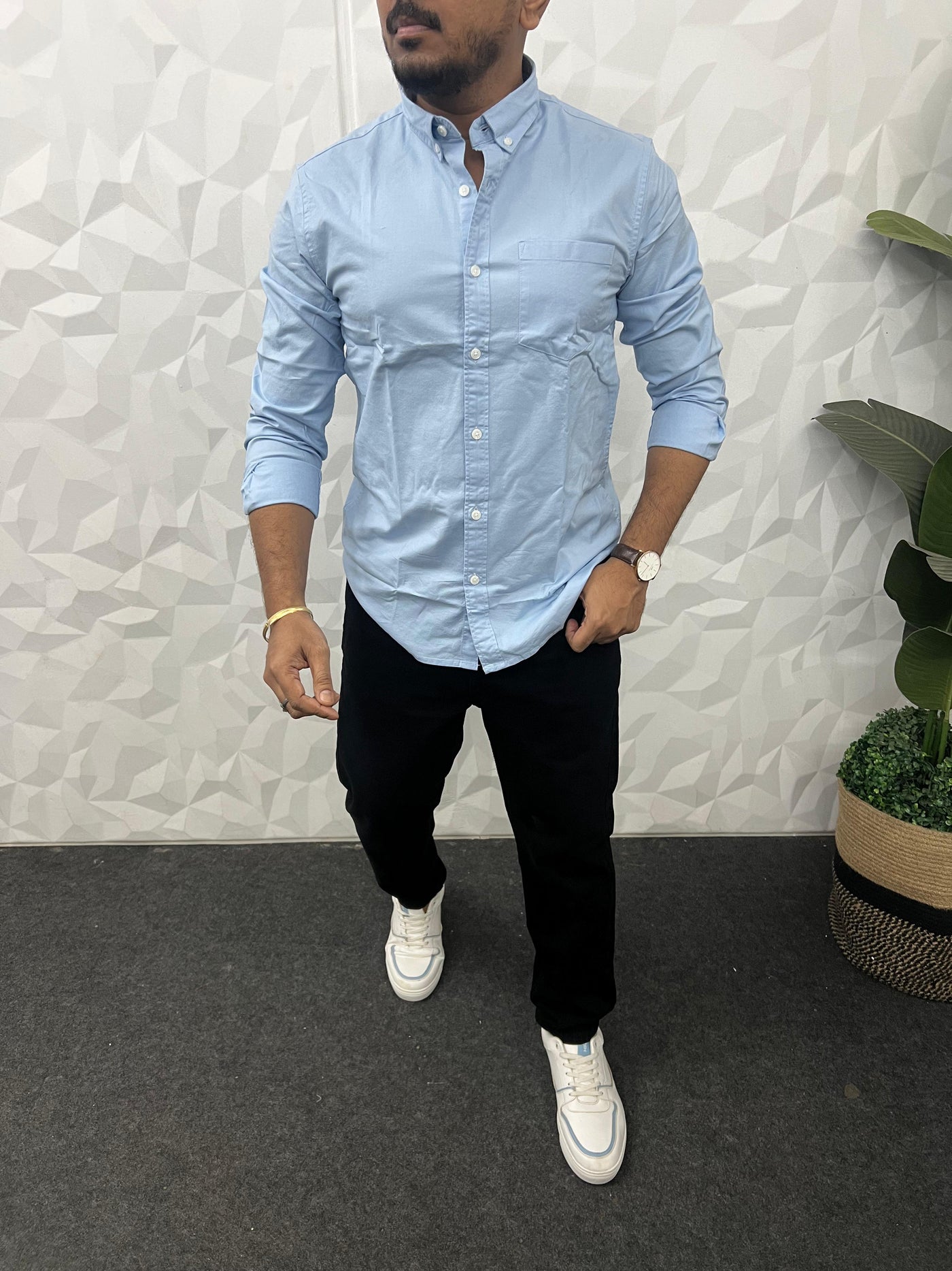 Oxford fabric plain shirt