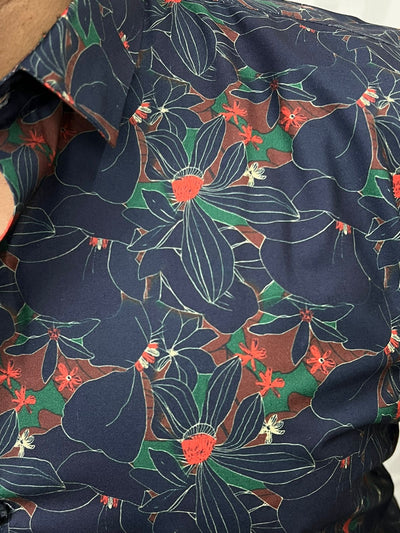 Botanical satin printed shirt
