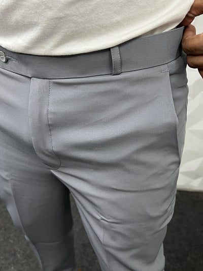 Cotton lycra fabric light Slate grey trouser