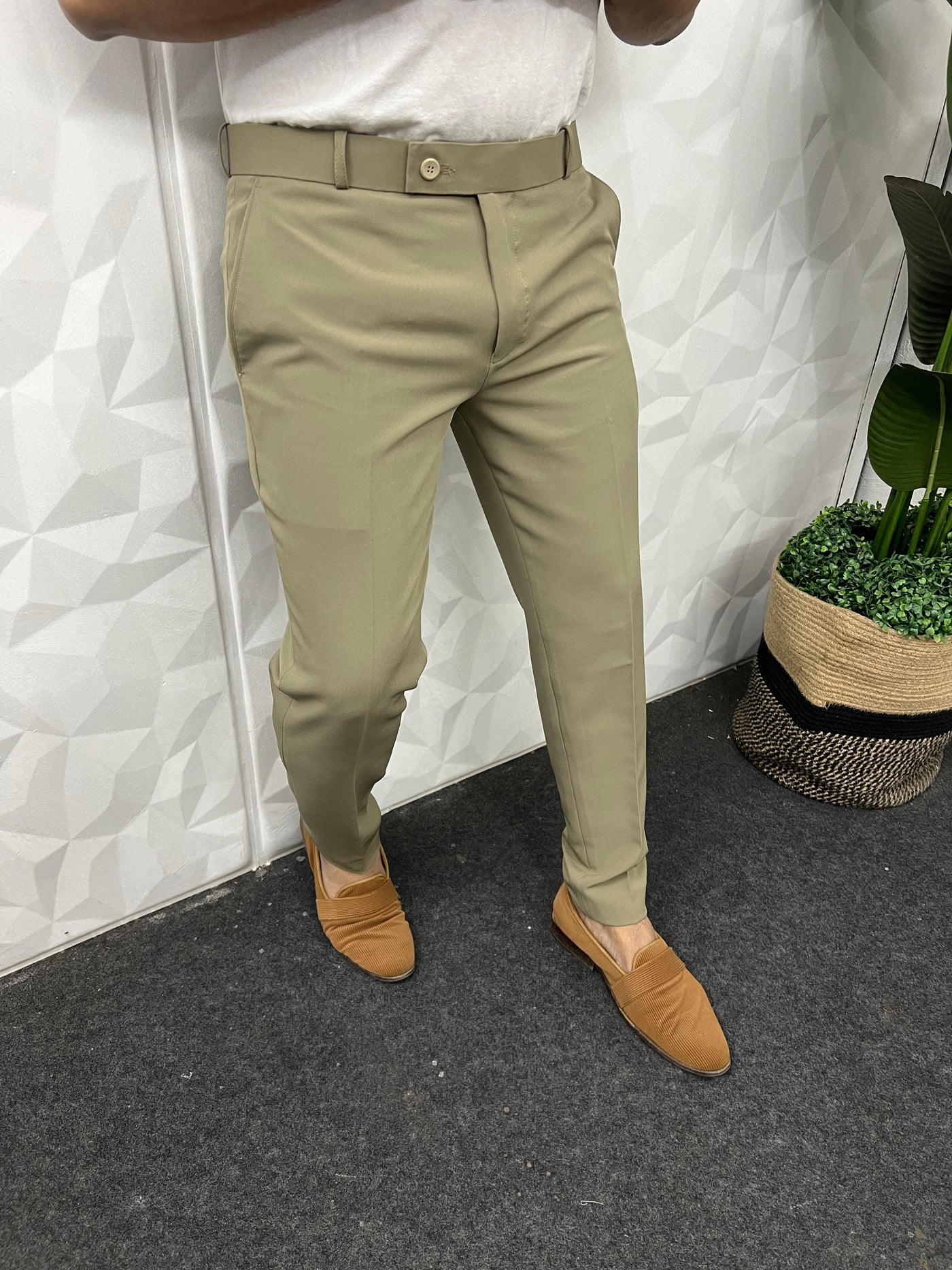 Cotton lycra fabric khaki trouser