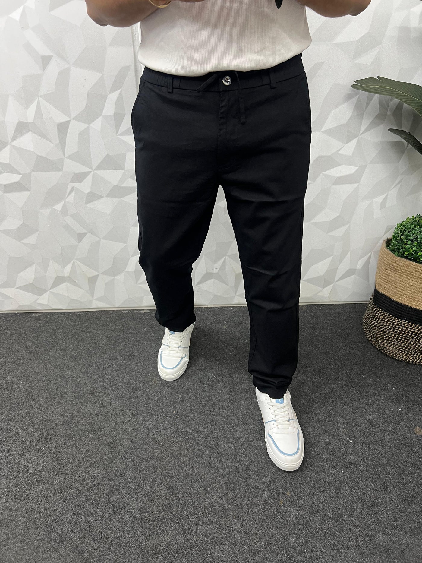 Dobby linen fabric pants