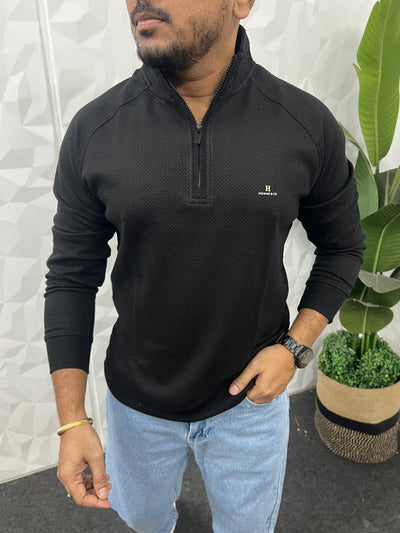 High neck popcorn fabric t-shirt