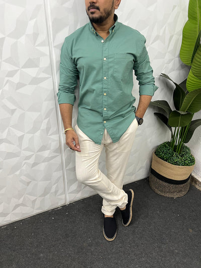Oxford lycra solid shirt (Sea green)