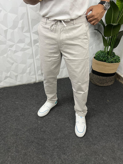 Dobby linen fabric pants