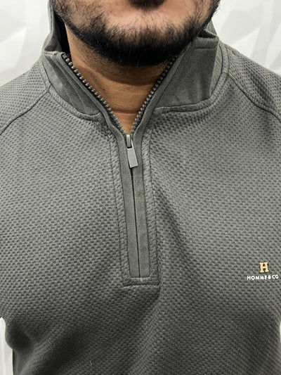 High neck popcorn fabric t-shirt
