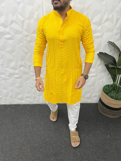 Lucknowi fabric long kurta