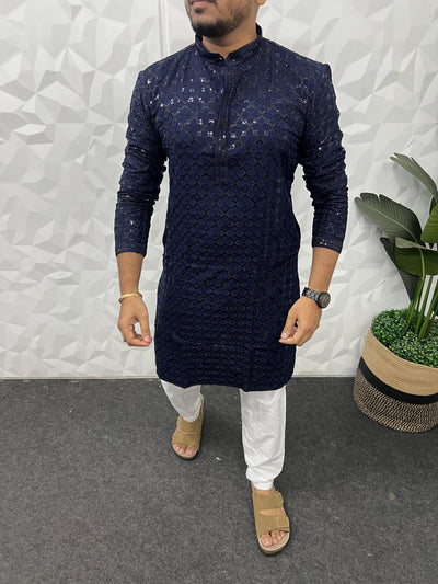 Lucknowi fabric long kurta