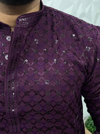 Lucknowi fabric long kurta