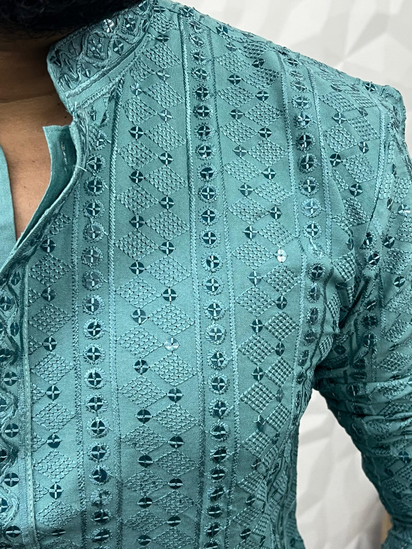 Lucknowi fabric long kurta