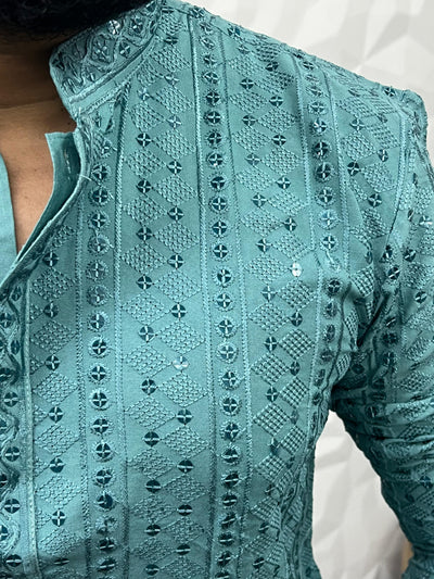 Lucknowi fabric long kurta