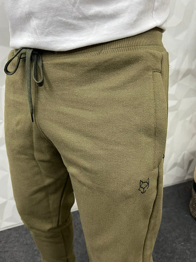 Jute fabric olive green track pant