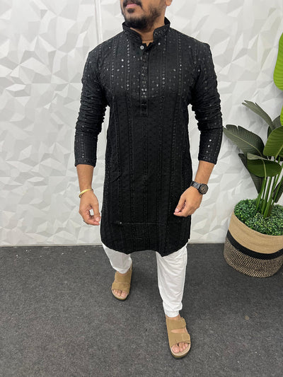 Lucknowi fabric long kurta