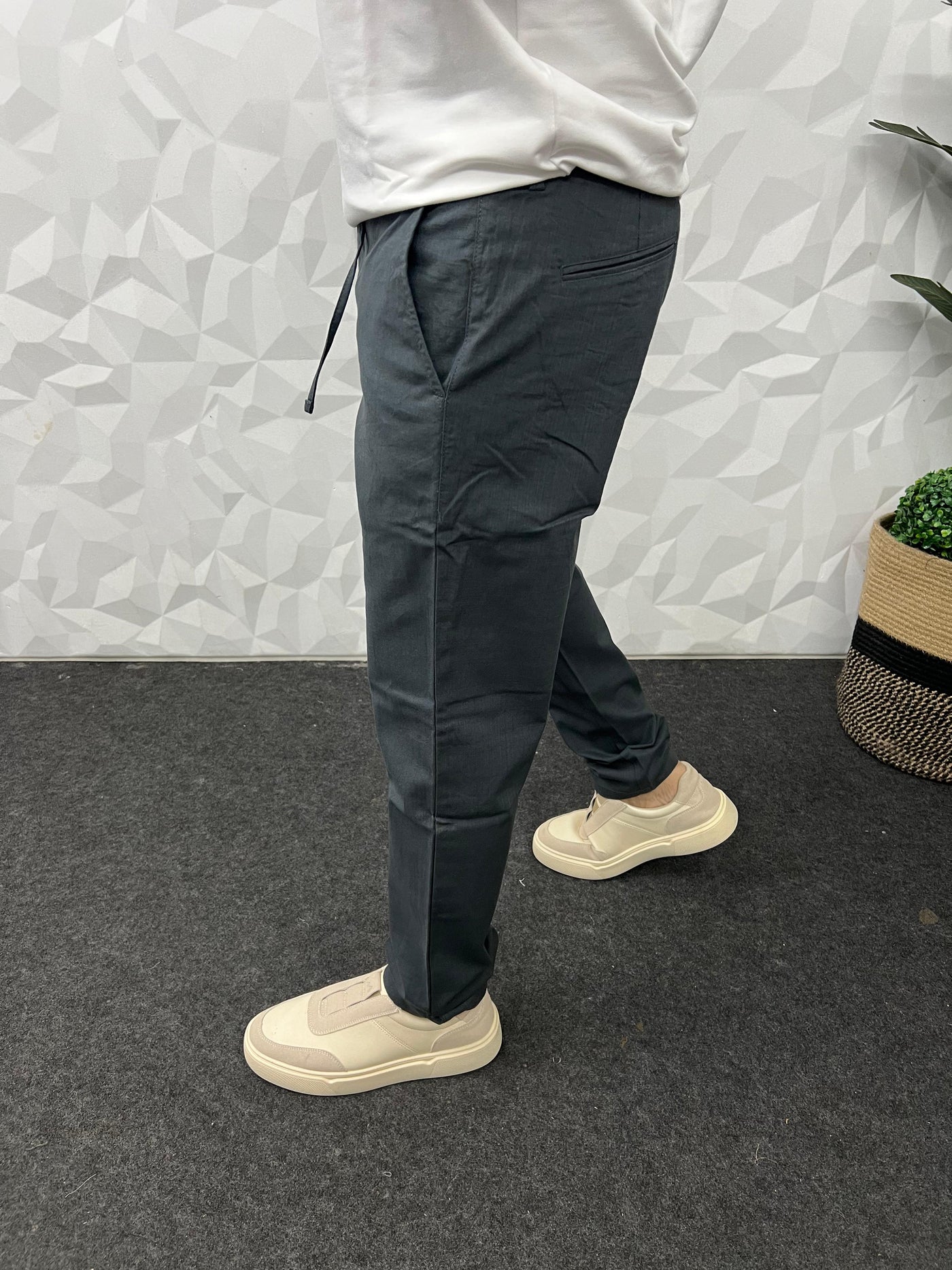 Blend linen fabric chino pant