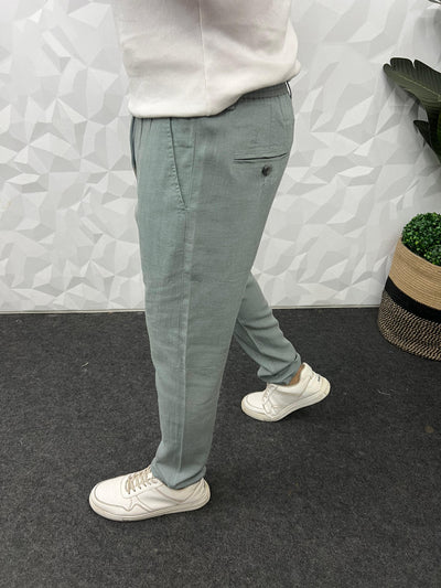 Imported fabric linen pants ( Ocean green )