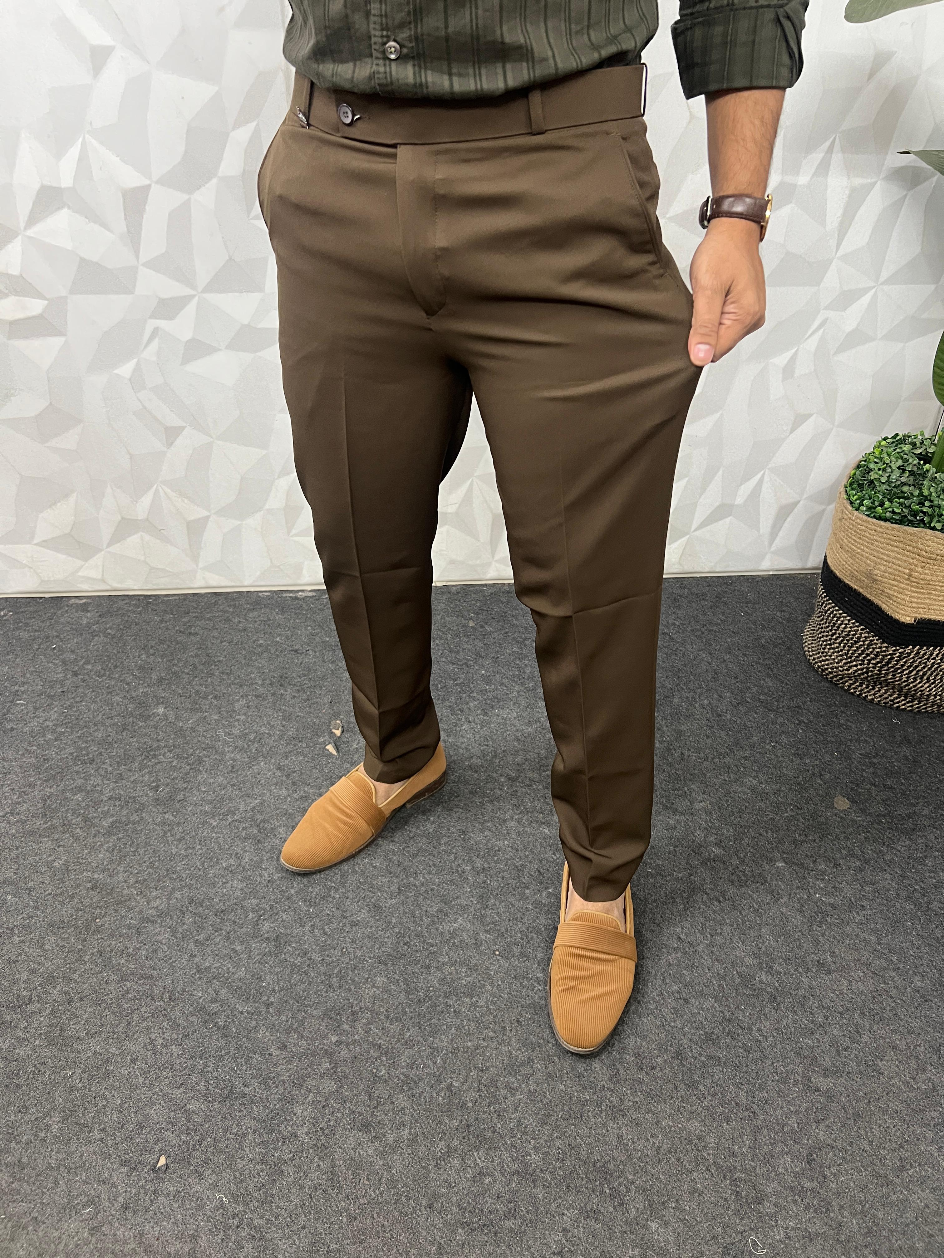 Cotton lycra dark brown trouser