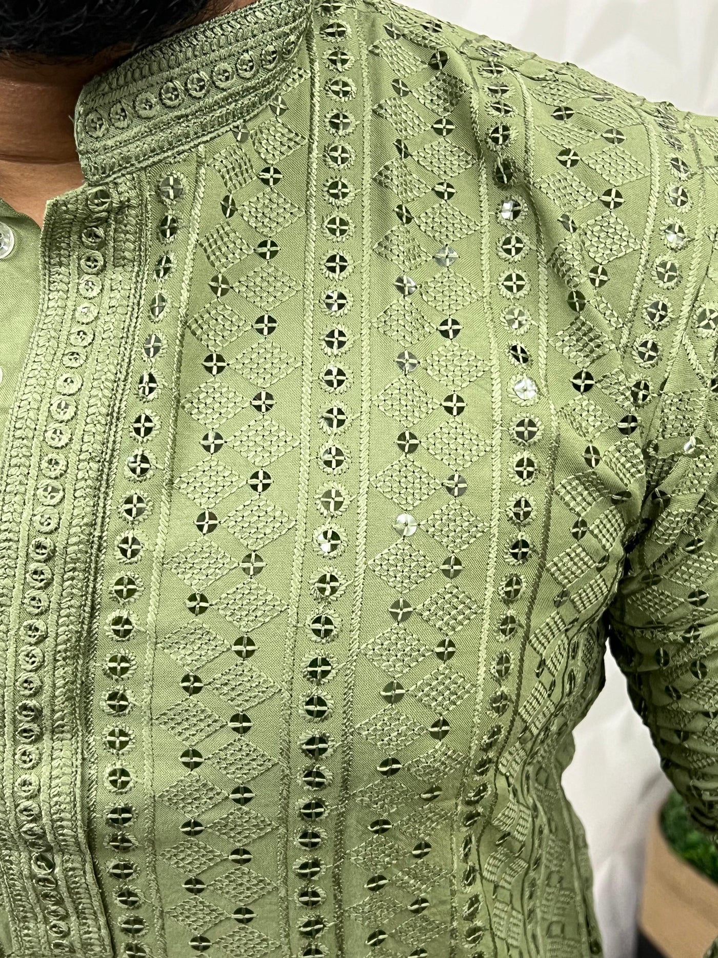 Lucknowi fabric long kurta