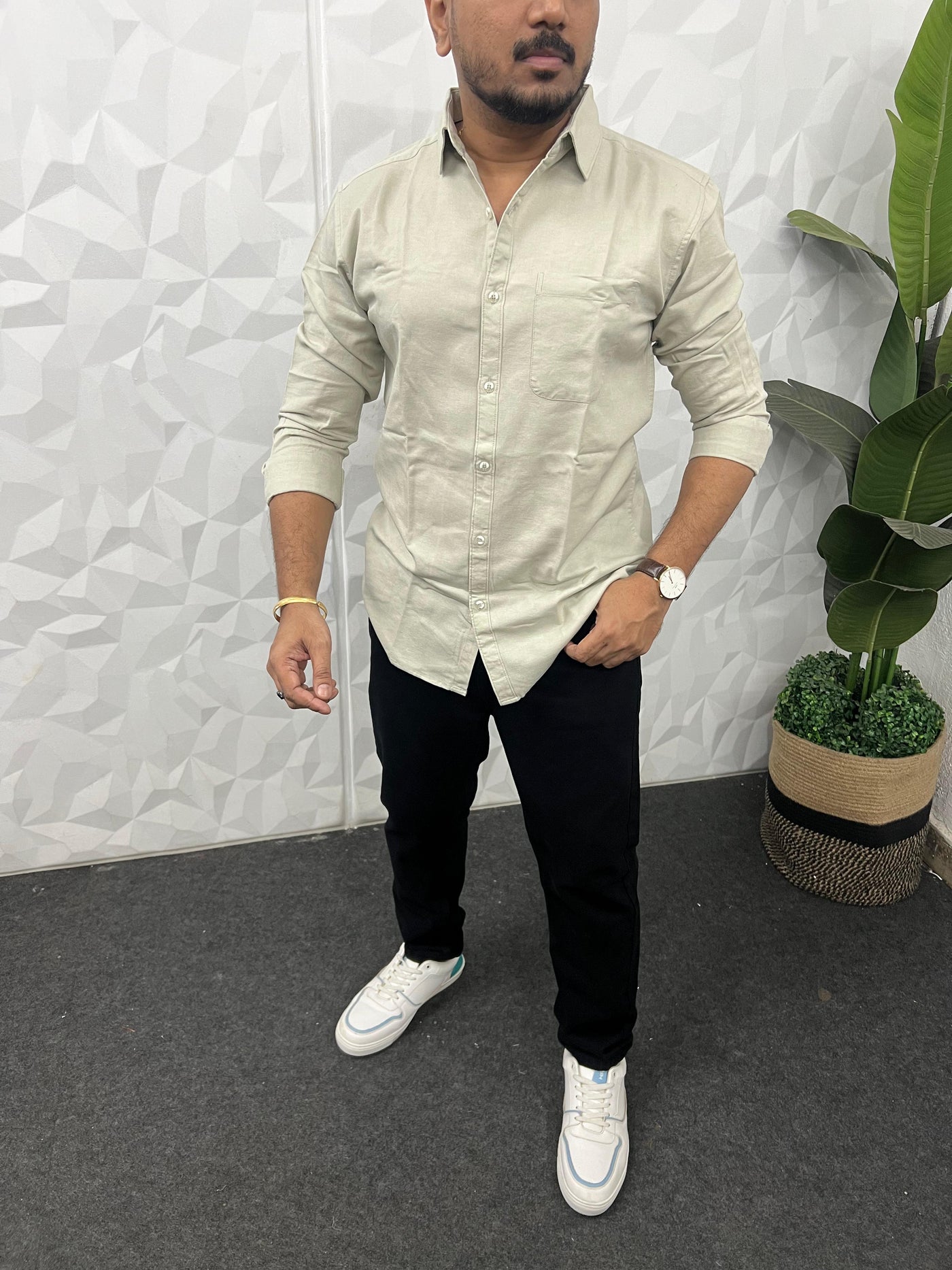 Twill fabric plain shirt