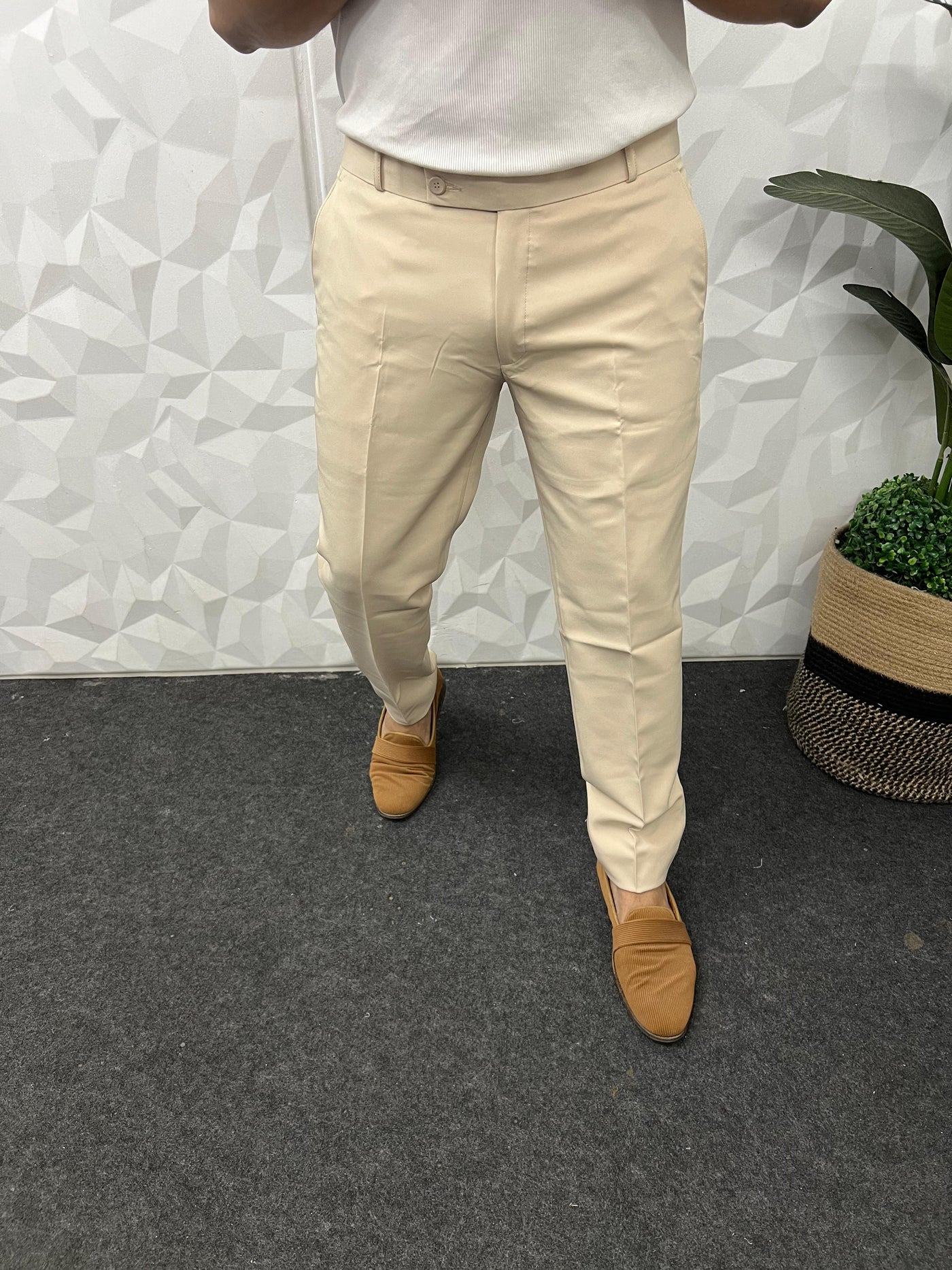Cotton lycra fabric Ivory trouser