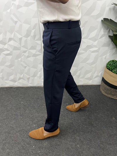 Peanut fabric ankle trouser ( Navy blue )