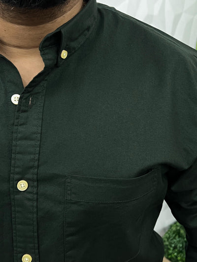 Oxford lycra solid shirt (Dark Green)
