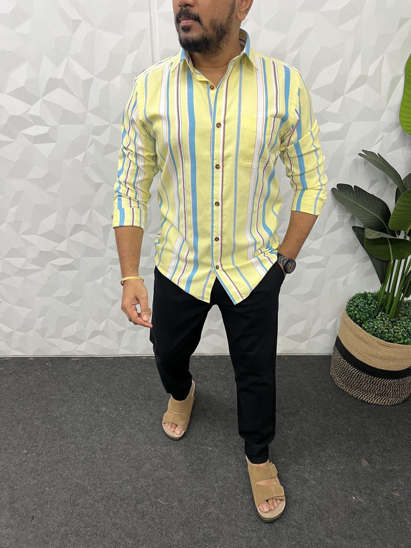 Oxford fabric multicolour stripes shirt