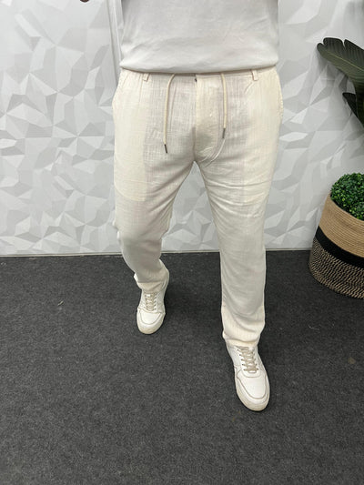 Imported fabric linen pants ( Beige )