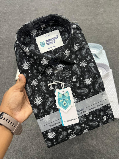Cotton fabric formal print shirt