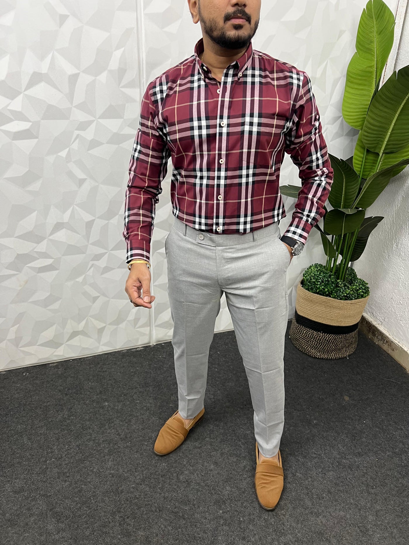 Cotton poplin burberry chex shirt