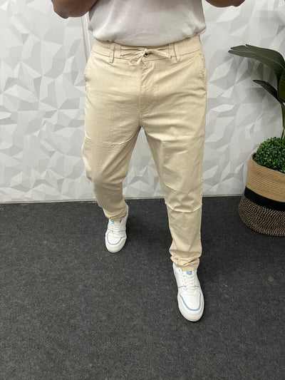 Dobby linen fabric pants