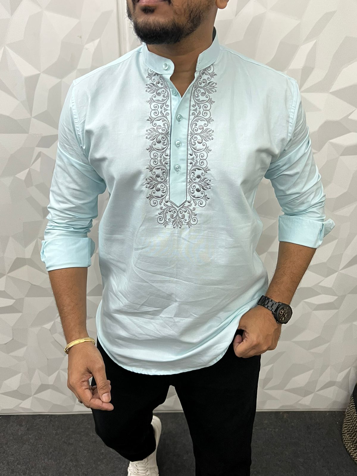 Embroidery work cotton short kurta