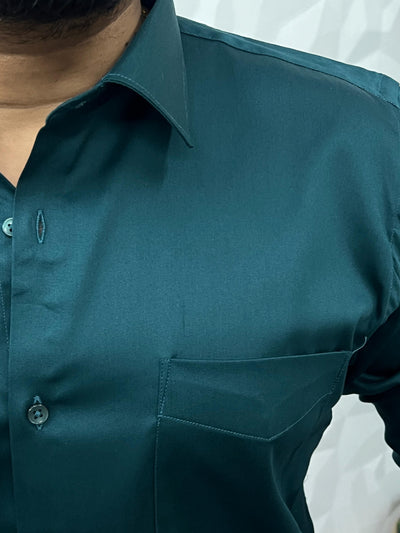 Cotton lycra plain shirt ( Teal Green )
