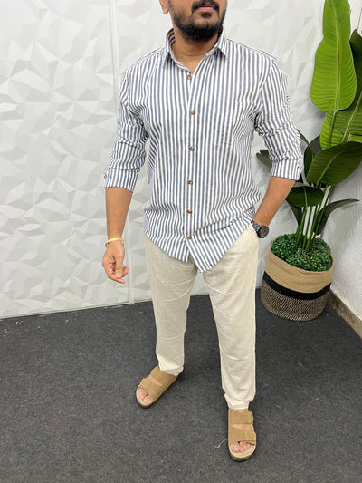Oxford fabric old money stripes shirt