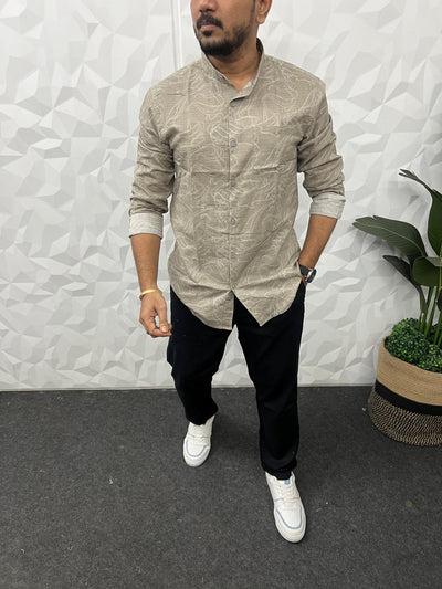 Mandarin collar printed shirt