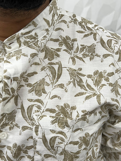 Mandarin collar printed shirt