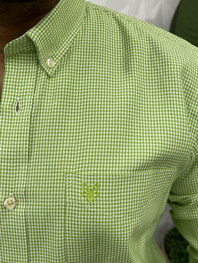 Oxford fabric formal small chex shirt