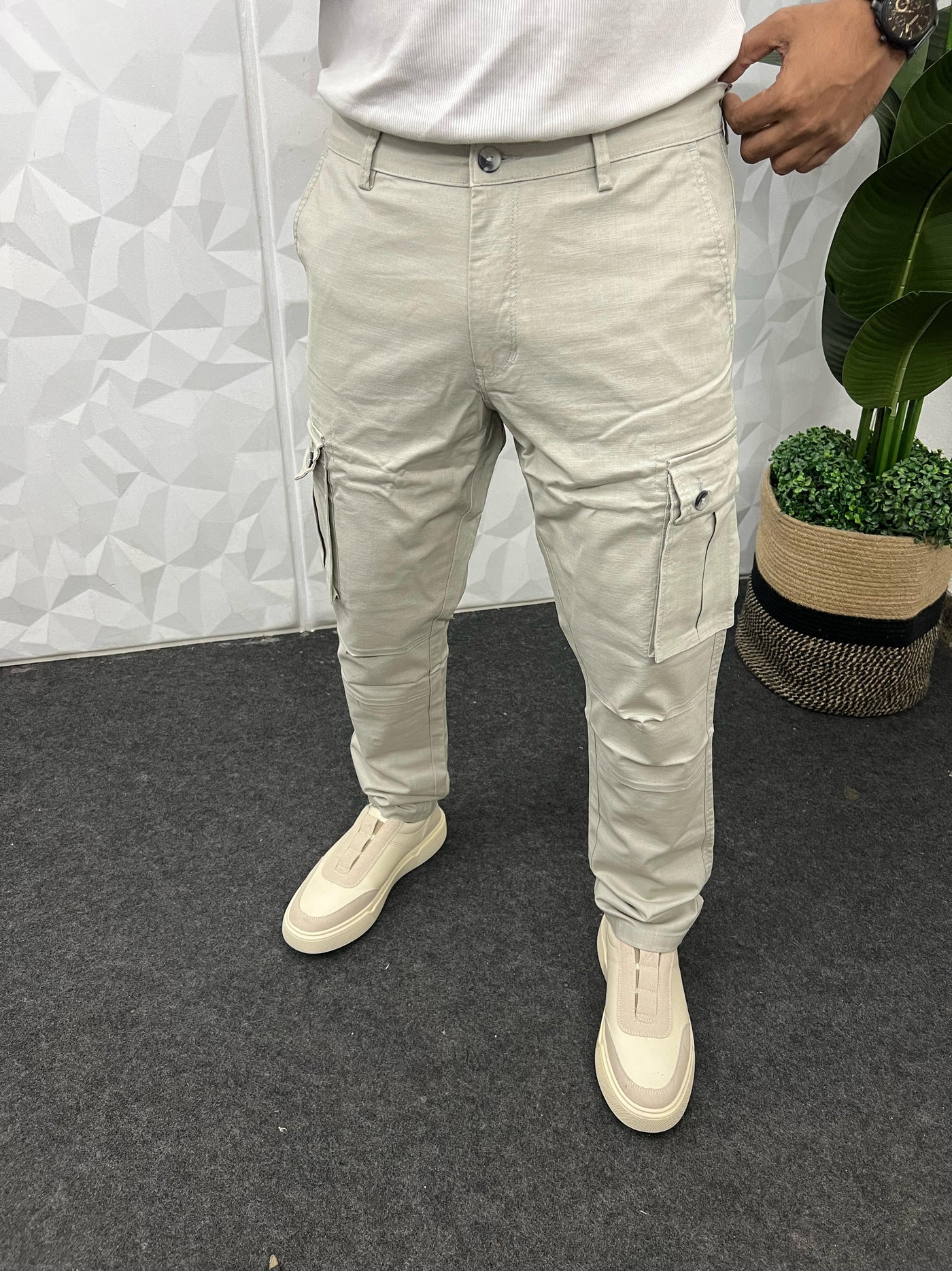 Linen fabric cargo pant