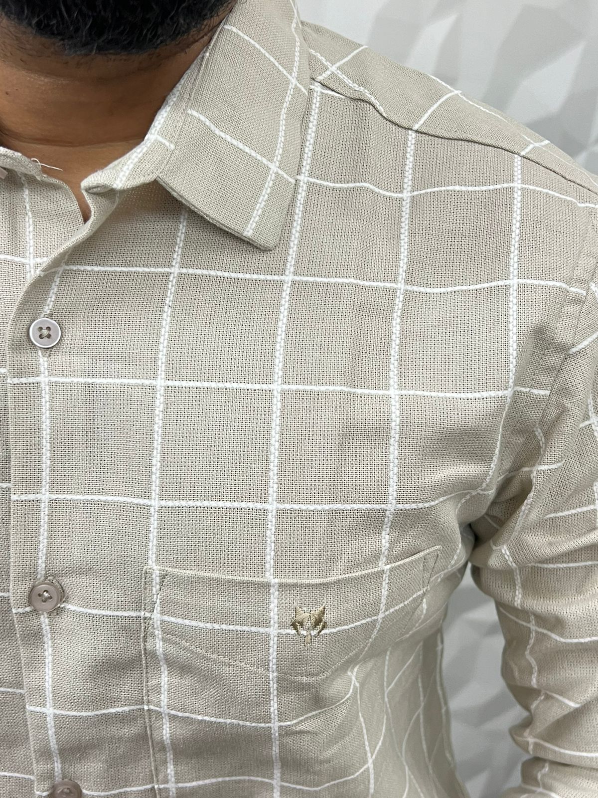 Jute fabric embroidery chex shirt