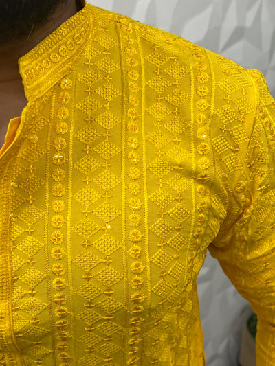 Lucknowi fabric long kurta