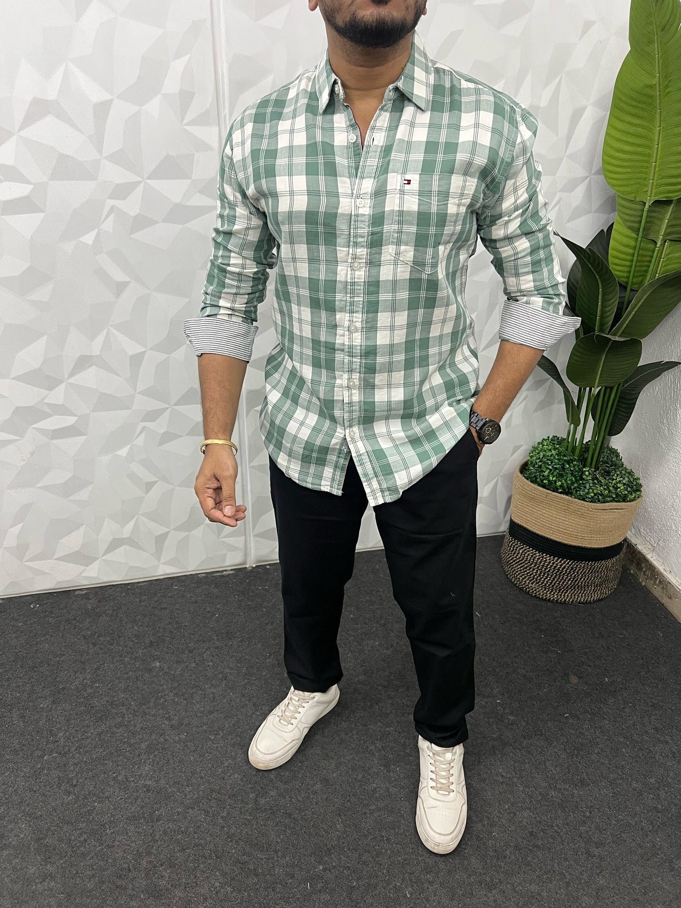 Double cloth soft cotton chex shirt