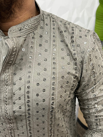Lucknowi fabric long kurta