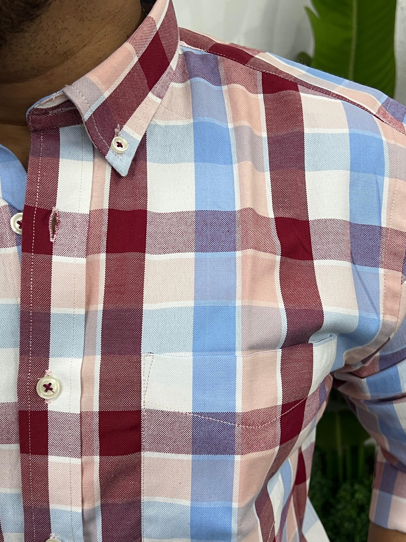 Oxford fabric yarn dyed chex shirt
