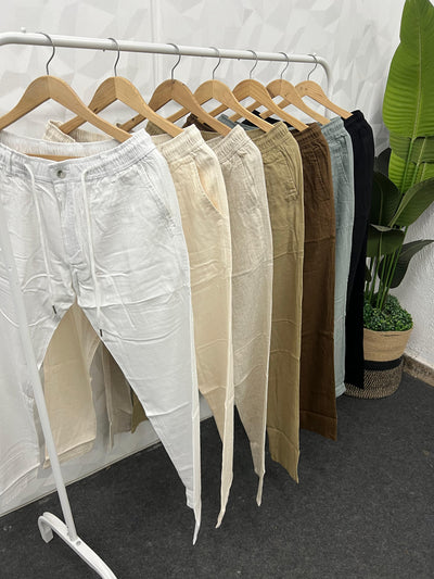 Imported fabric linen pants (Brown)