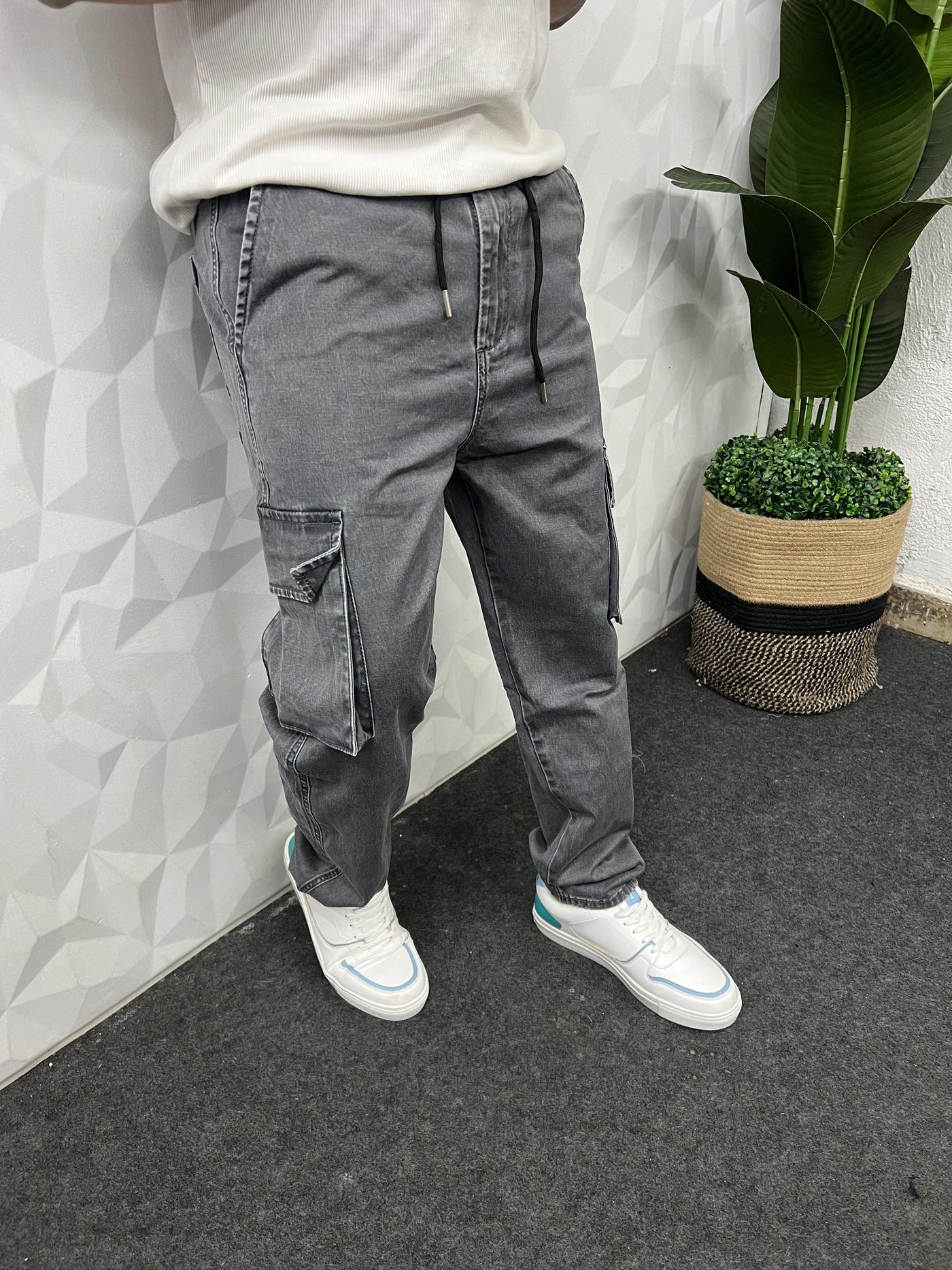 Denim fabric cargo pant