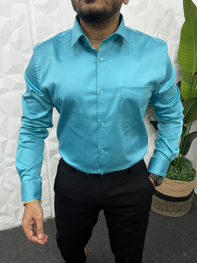 Cotton lycra plain shirt (Aqua)