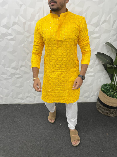 Lucknowi fabric long kurta