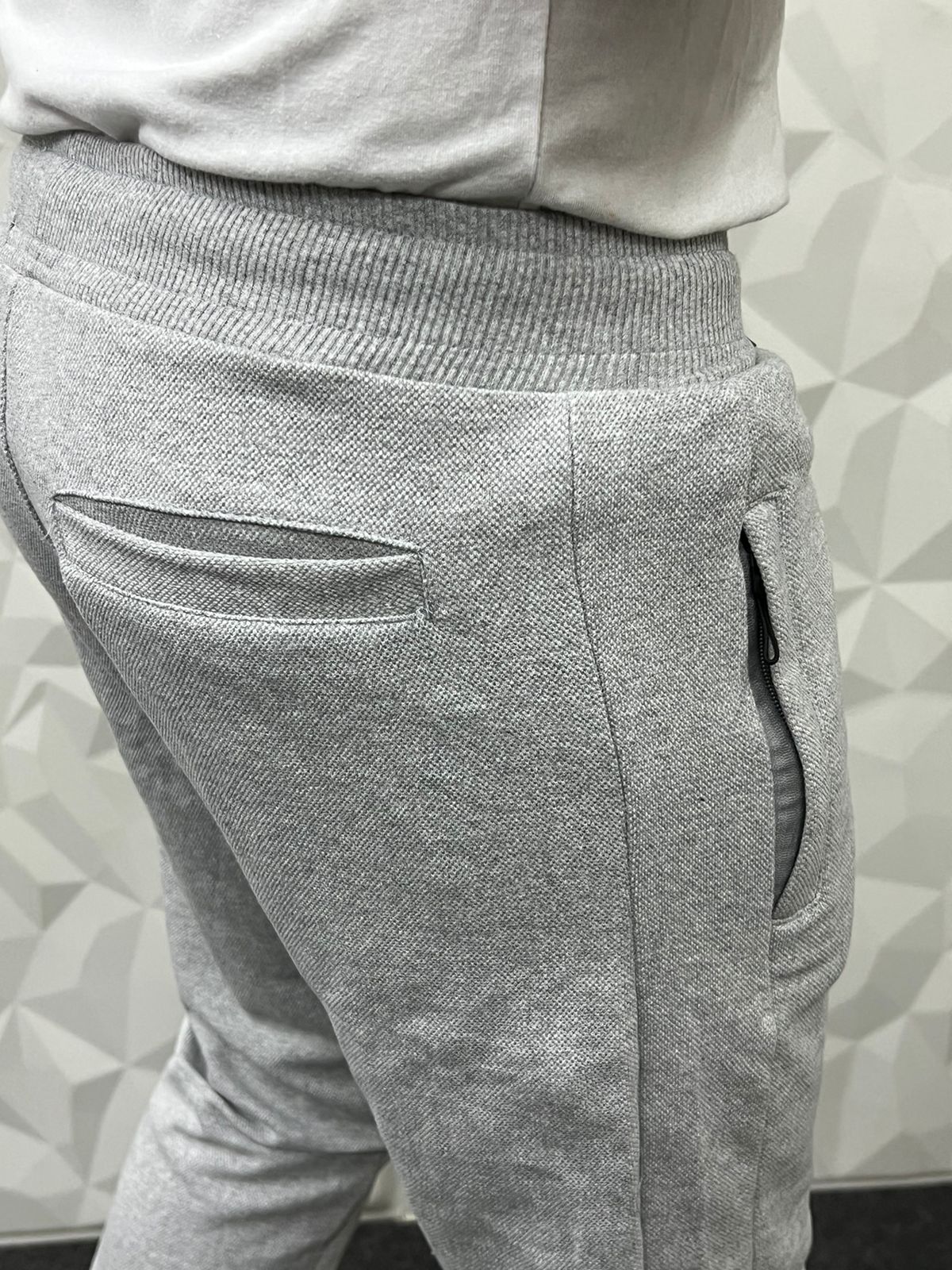 Jute fabric light grey track pant