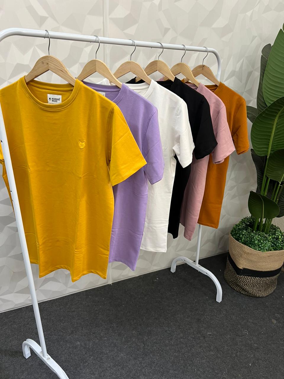 4 way lycra fabric solid t-shirt ( yellow )